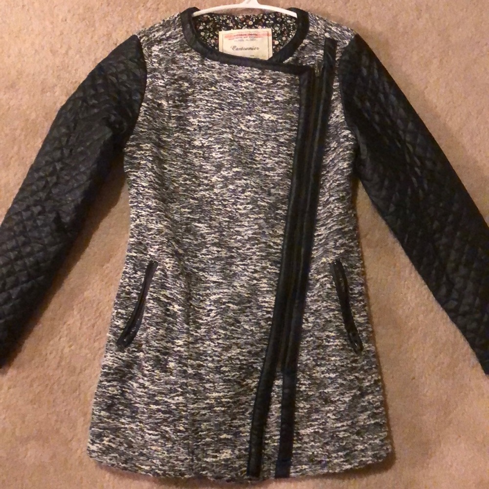 Grey and leather coat from anthropology